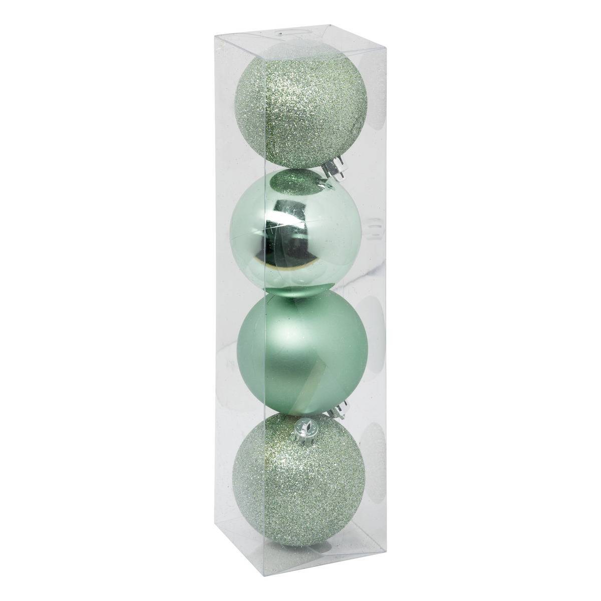 Fééric Lights & Christmas - Boule de Noël plastique 80mm x4 vert amande - Atmosphera Créateur d'intérieur - Imagen 1