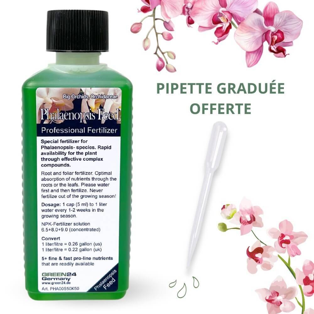 Engrais Orchidées - Engrais Phalaenopsis - Engrais liquide 250ml - Engrais racinaire et foliaire + Pipette graduée offerte !
