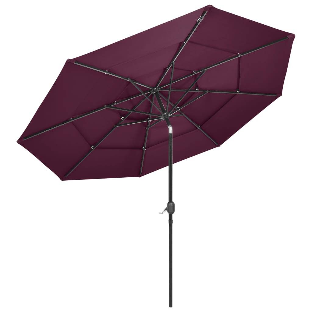 Vidaxl - Parasol de jardin à 3 niveaux mât en aluminium rouge bordeaux vidaXL 313872 - Imagen 7