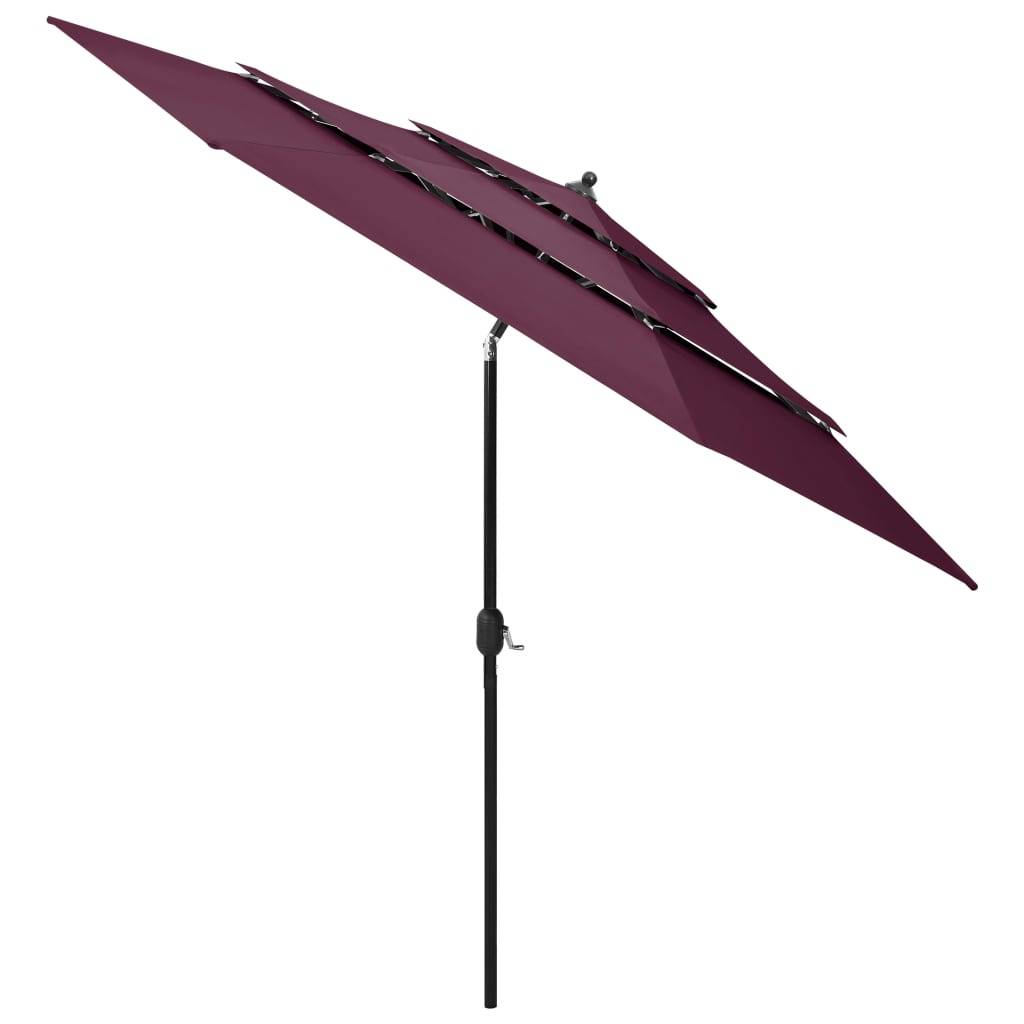 Vidaxl - Parasol de jardin à 3 niveaux mât en aluminium rouge bordeaux vidaXL 313872 - Imagen 2