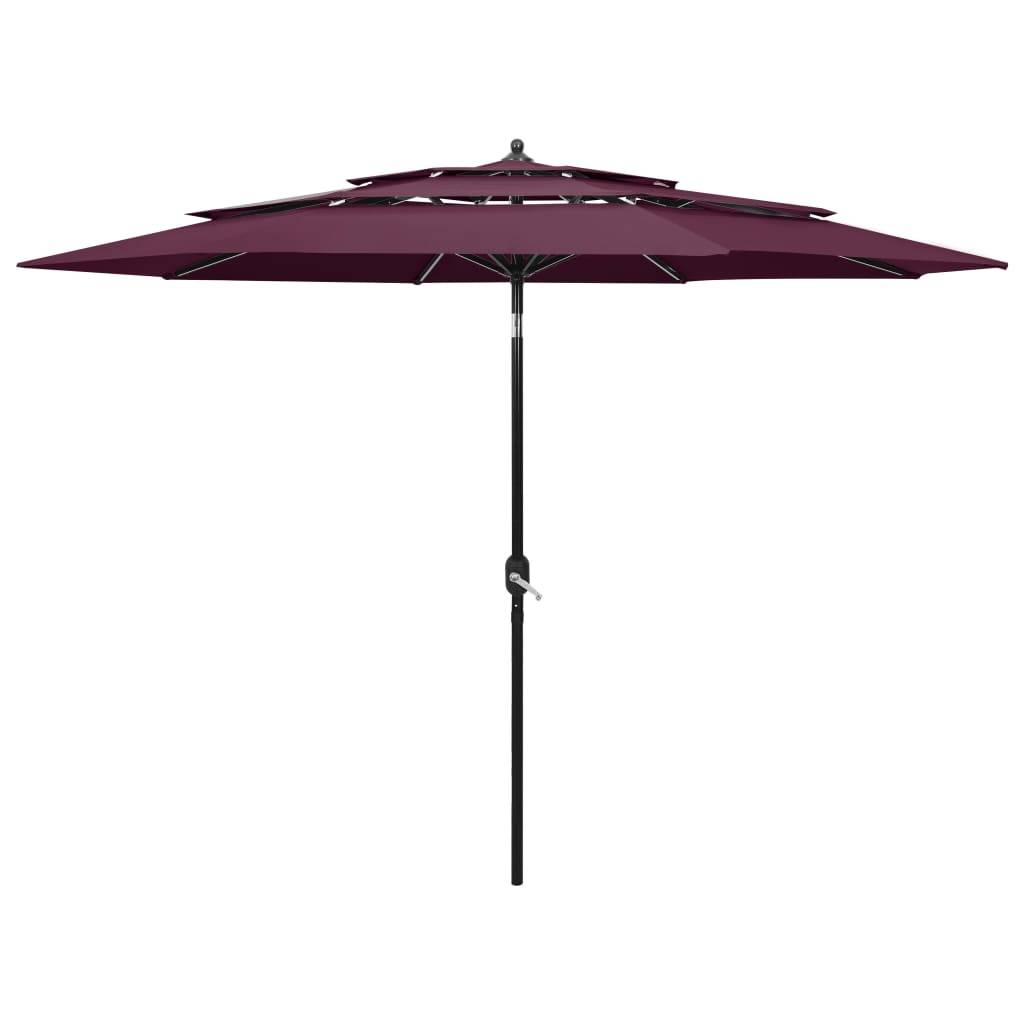 Vidaxl - Parasol de jardin à 3 niveaux mât en aluminium rouge bordeaux vidaXL 313872 - Imagen 1