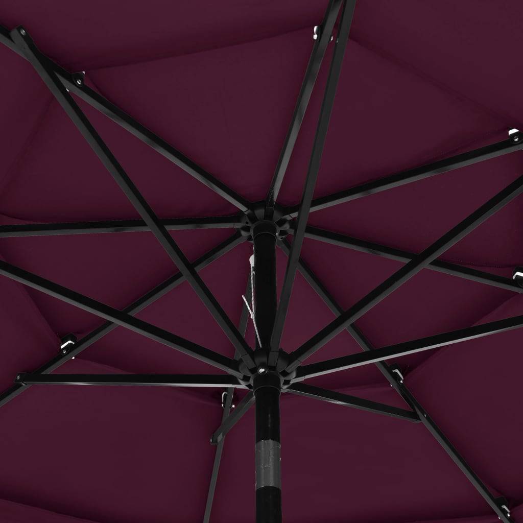 Vidaxl - Parasol de jardin à 3 niveaux mât en aluminium rouge bordeaux vidaXL 313872 - Imagen 4