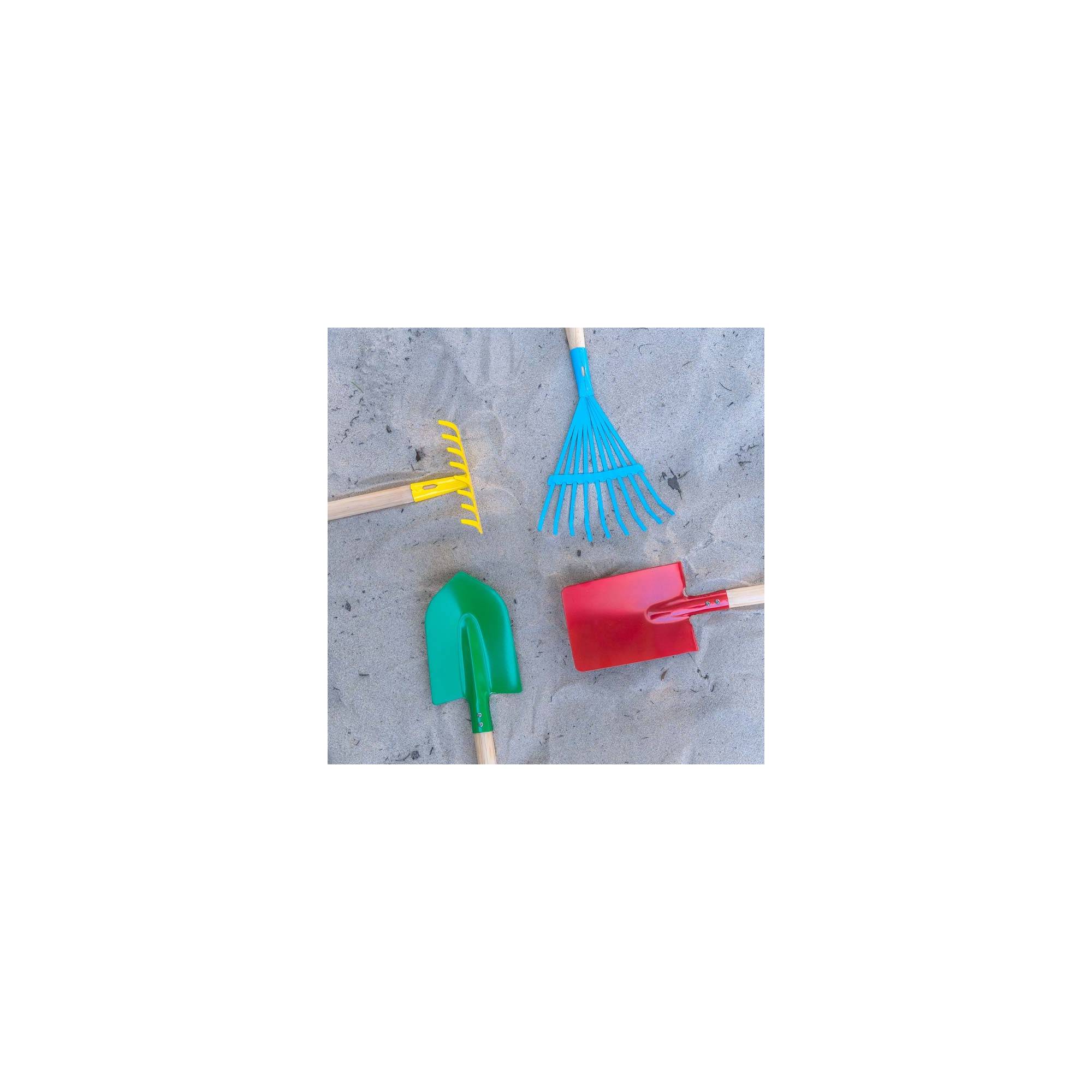 Jouet de plage - Pelle carrée pour enfant - Rouge - Manche en bois - Image 5