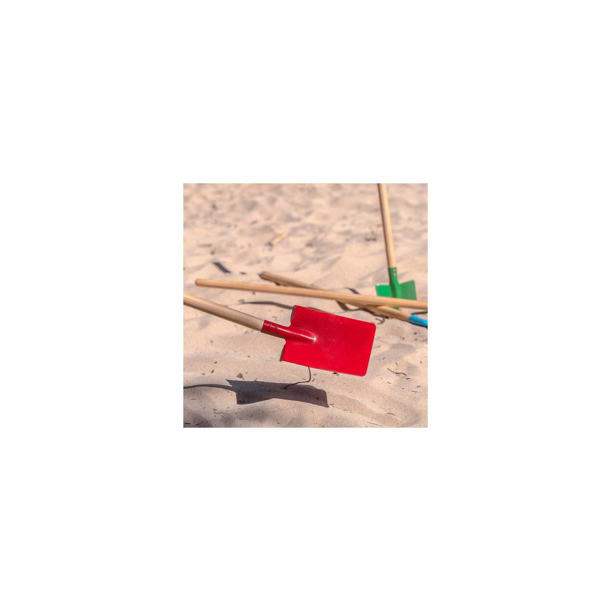 Jouet de plage - Pelle carrée pour enfant - Rouge - Manche en bois - Image 3