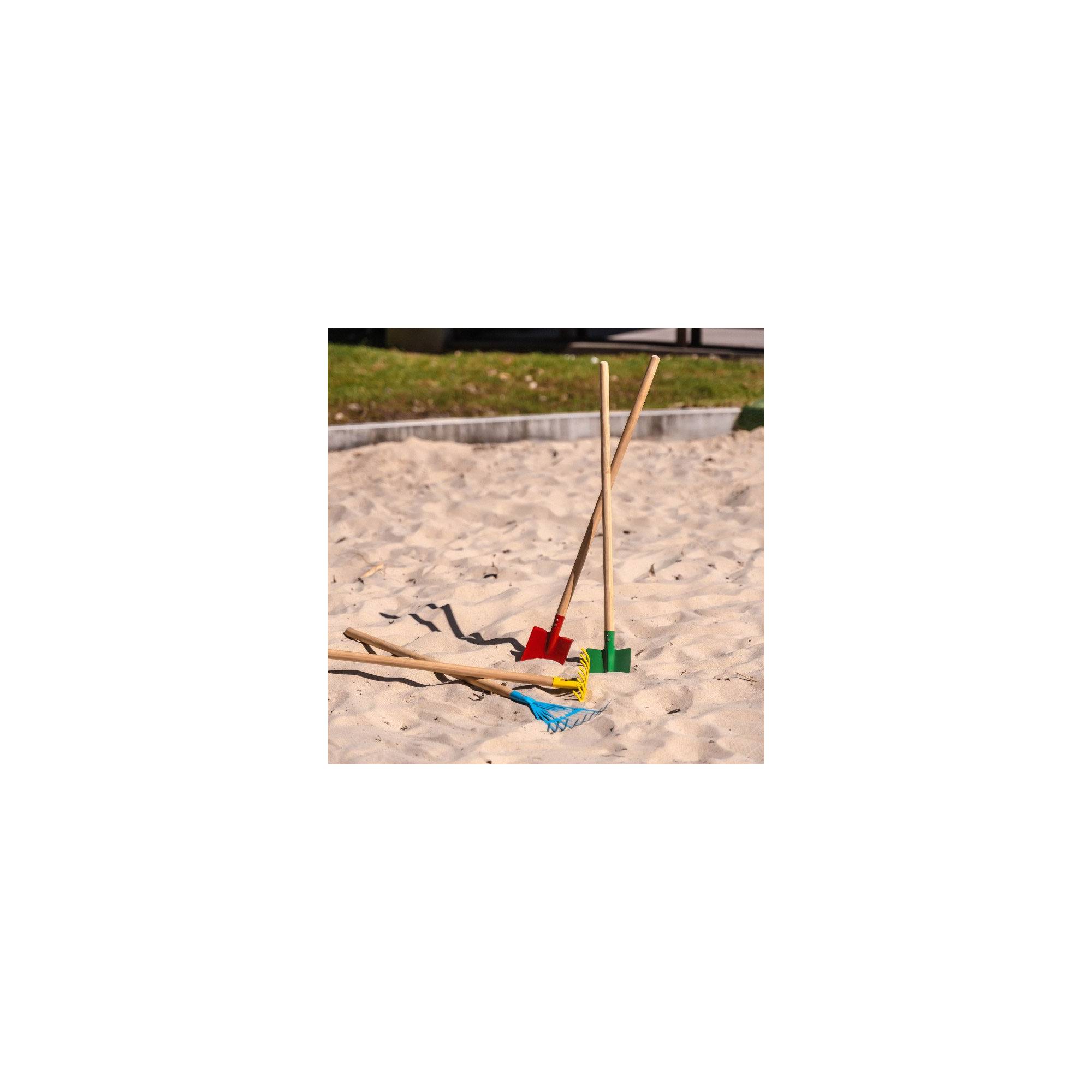 Jouet de plage - Pelle carrée pour enfant - Rouge - Manche en bois - Image 4