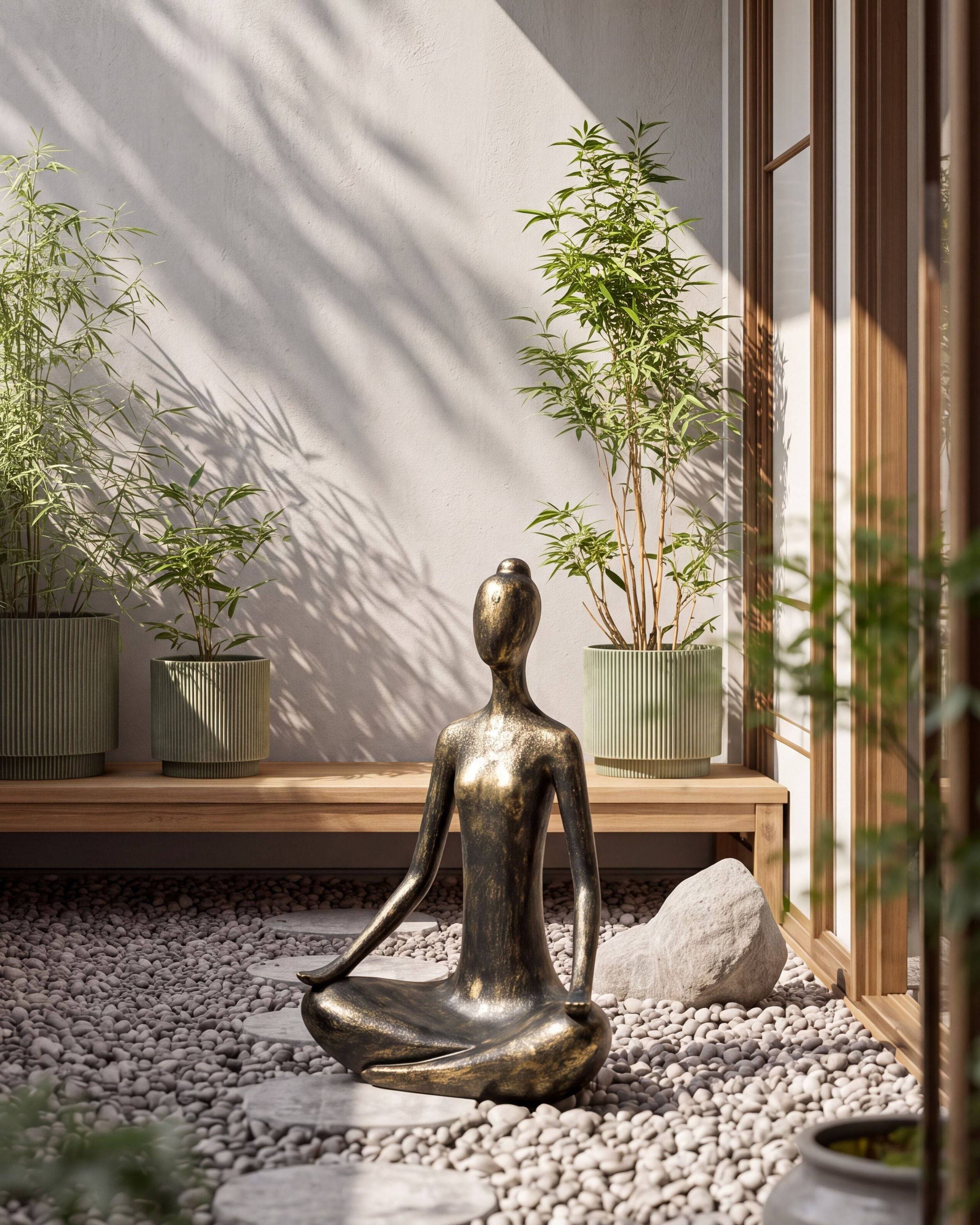 Beliani - Statue de jardin Oxyde de magnésium Noir/doré YOGHINA - 38x21x60- Beliani - Image 1