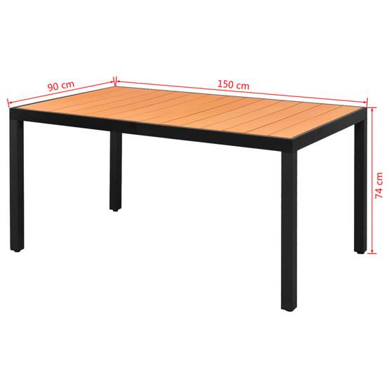 Table de jardin Aluminium et WPC Marron 150 x 90 x 74 cm - PANGIVO - Image 3