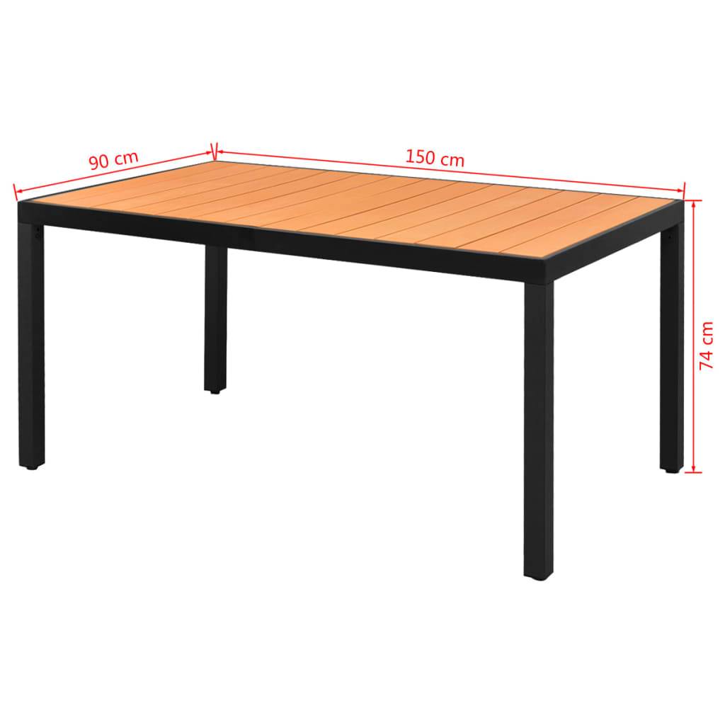 Table de jardin Aluminium et WPC Marron 150 x 90 x 74 cm - PANGIVO - Image 3