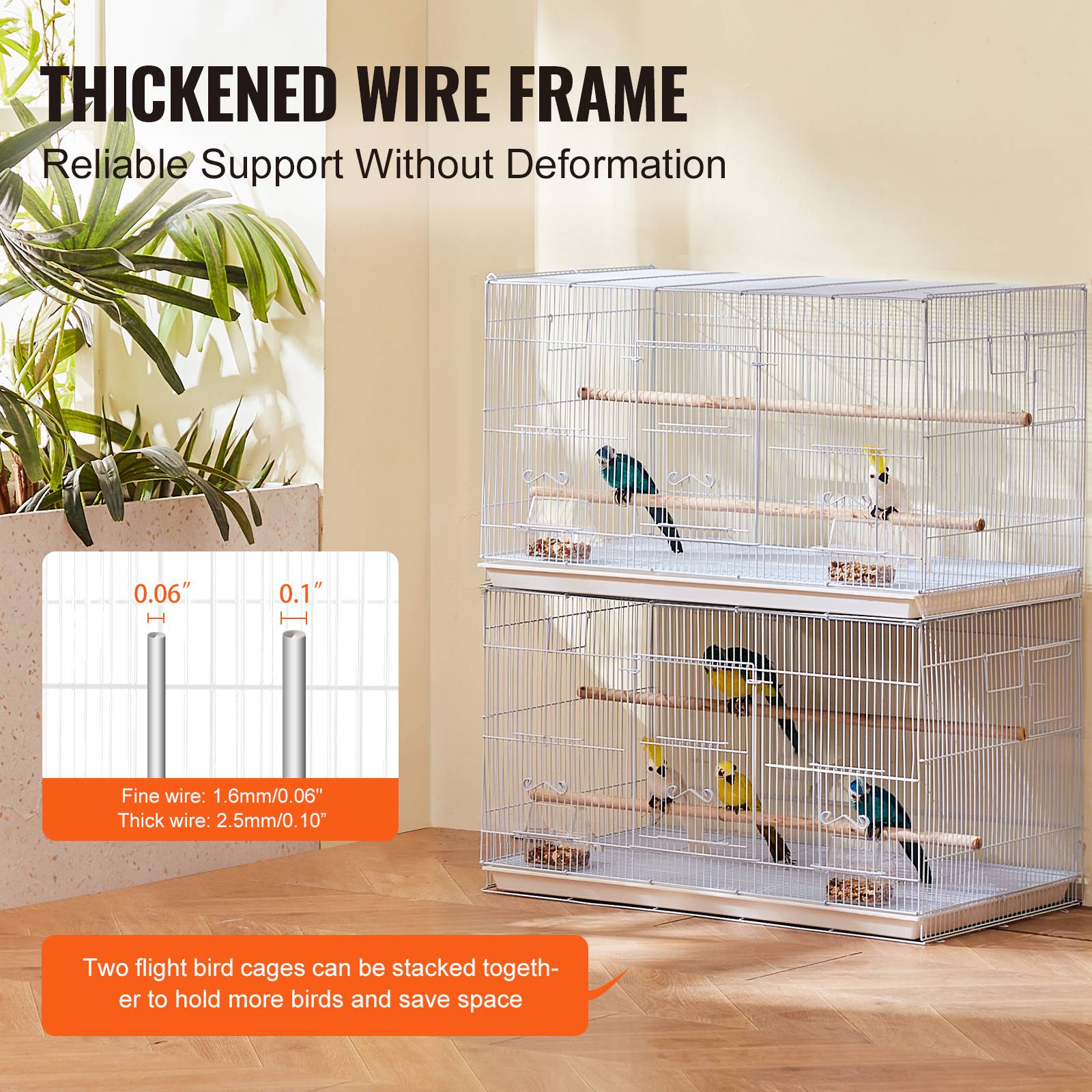 VEVOR Cage oiseau 760x460x455 mm, métal robuste, perchoirs. Voyage, perroquet, canaris, blanc. - Image 3