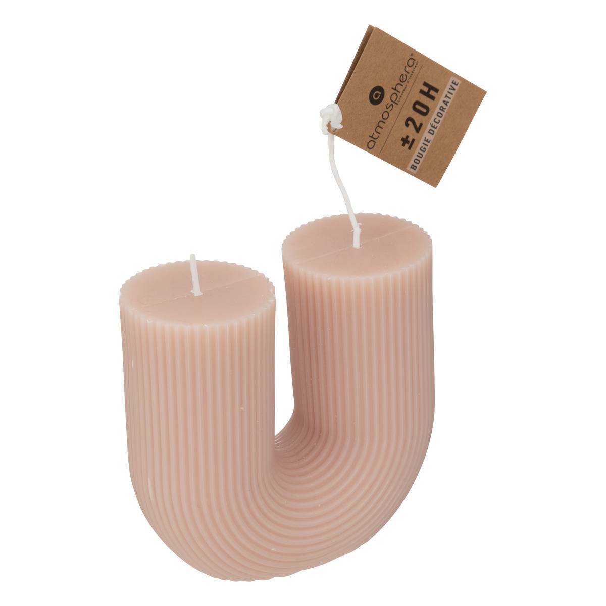 Atmosphera - Bougie en U "Demi" H12cm rose - Atmosphera Créateur d'intérieur - Imagen 2