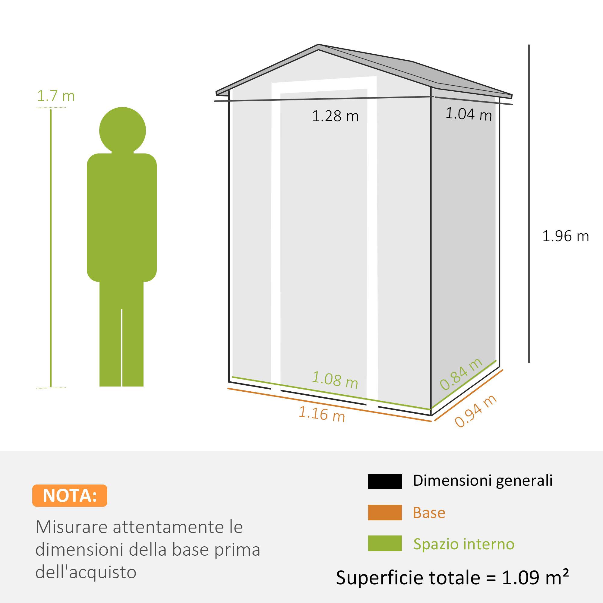 Abri de jardin polypropylène aluminium extérieur rangement outils 128x104x196cm gris - ComfortXL Outdoor Living - Image 5