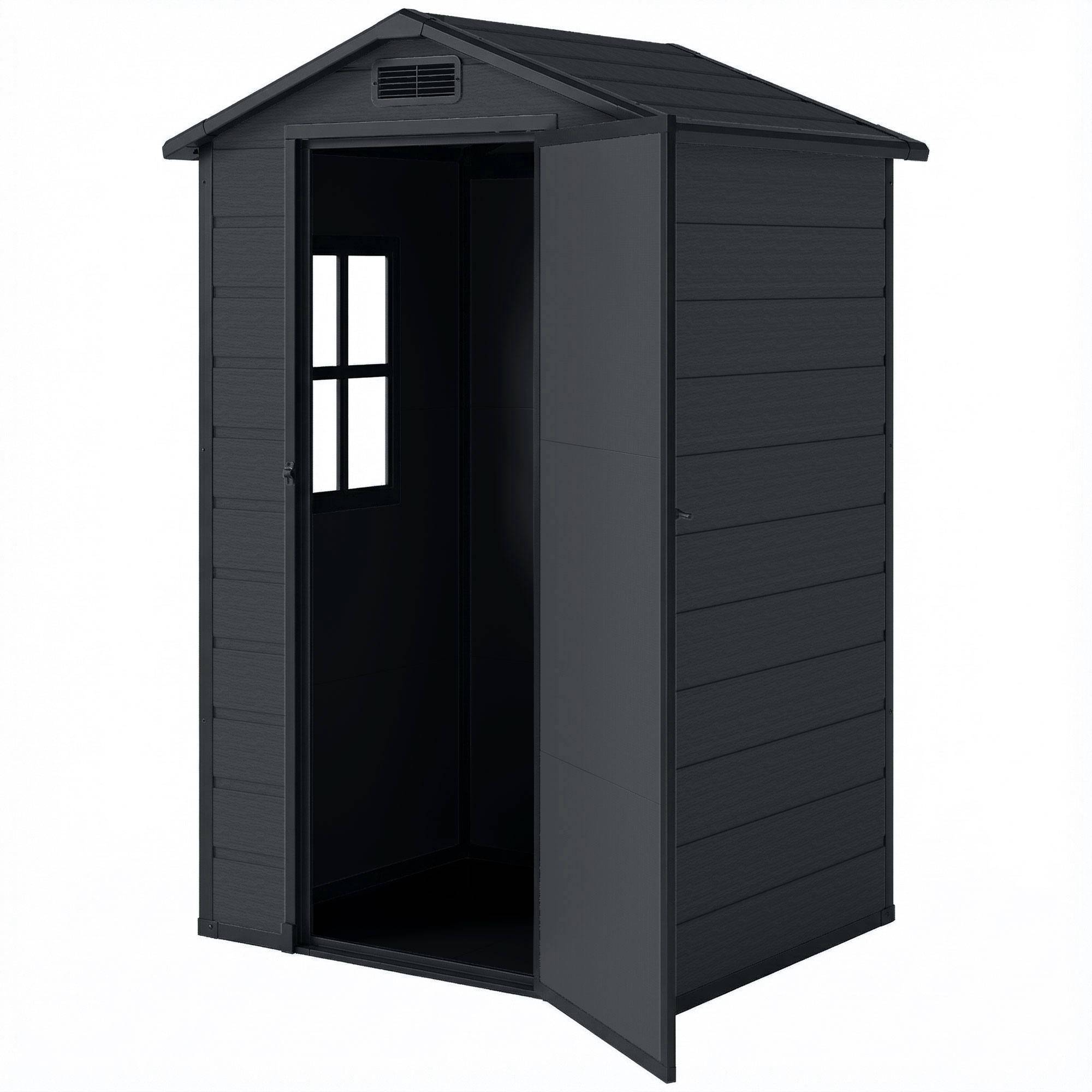 Abri de jardin polypropylène aluminium extérieur rangement outils 128x104x196cm gris - ComfortXL Outdoor Living - Image 2