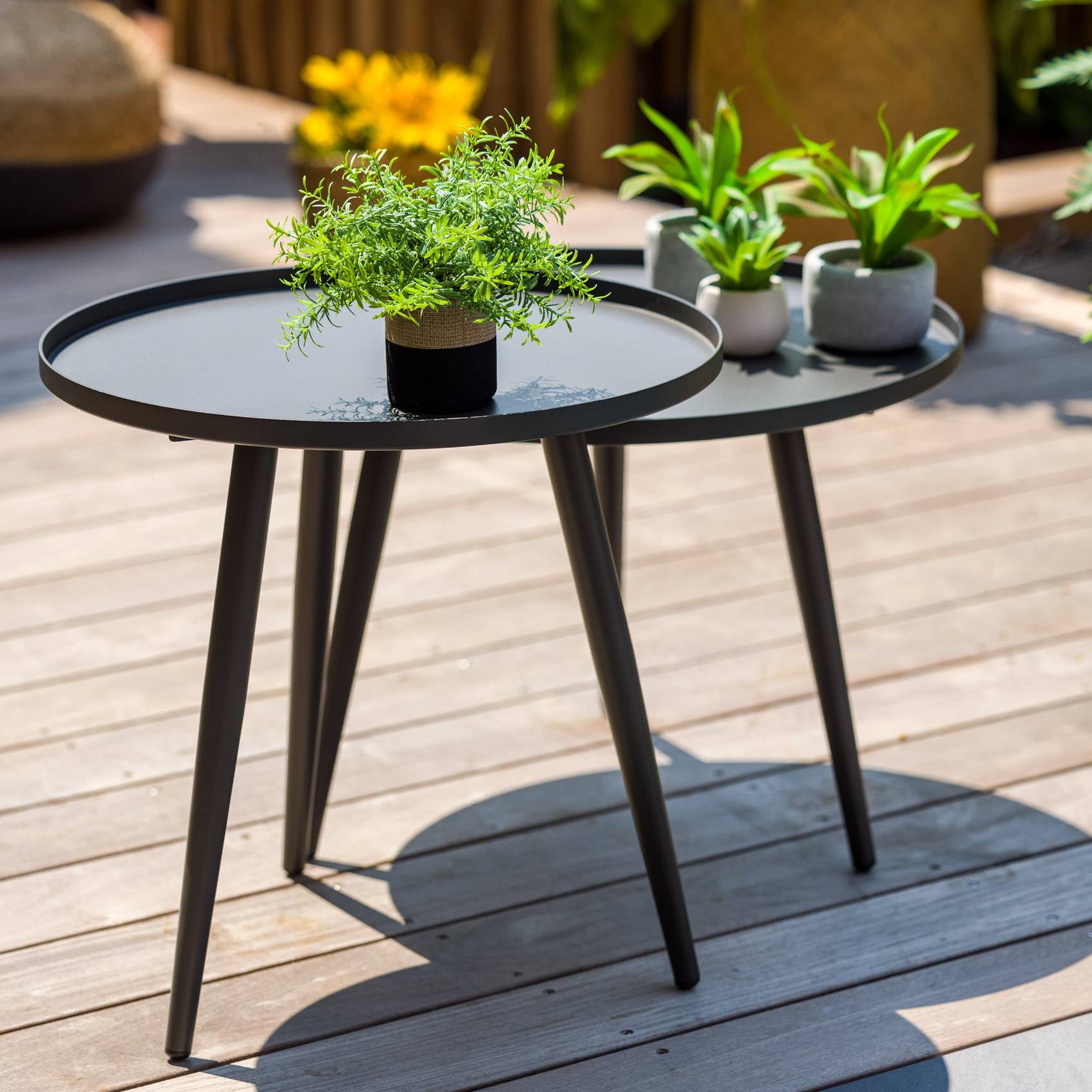 Table basse ronde semi gigogne - JARDILINE - Métal - Gris anthracite - Imagen 3