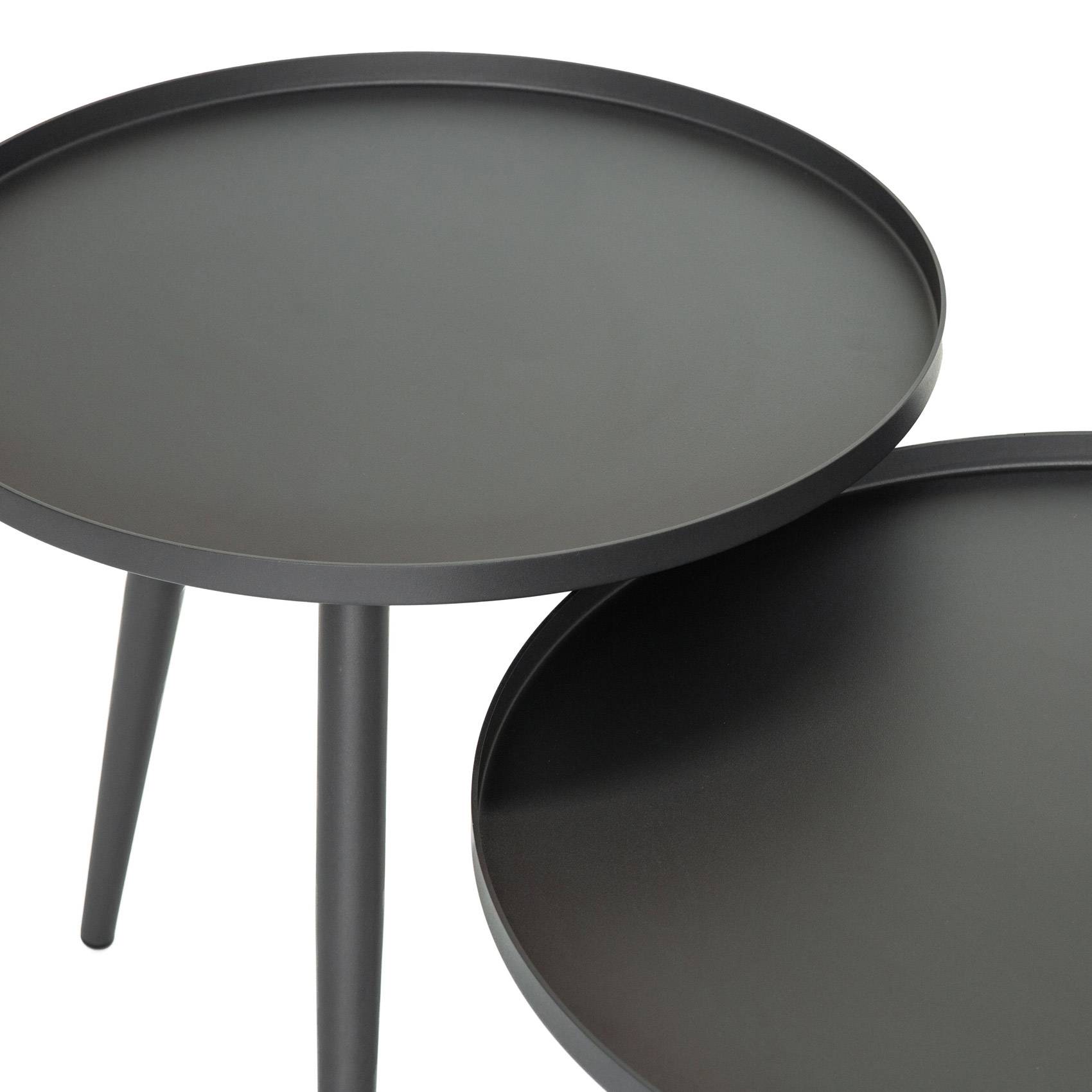 Table basse ronde semi gigogne - JARDILINE - Métal - Gris anthracite - Imagen 2