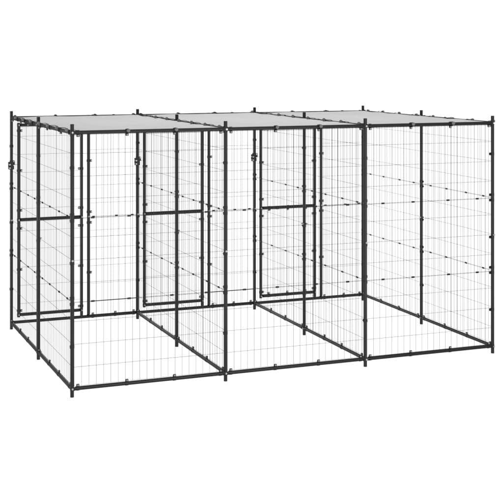 Helloshop26 - Chenil extérieur cage enclos parc animaux chien extérieur acier avec toit 7,26 m² - Imagen 5