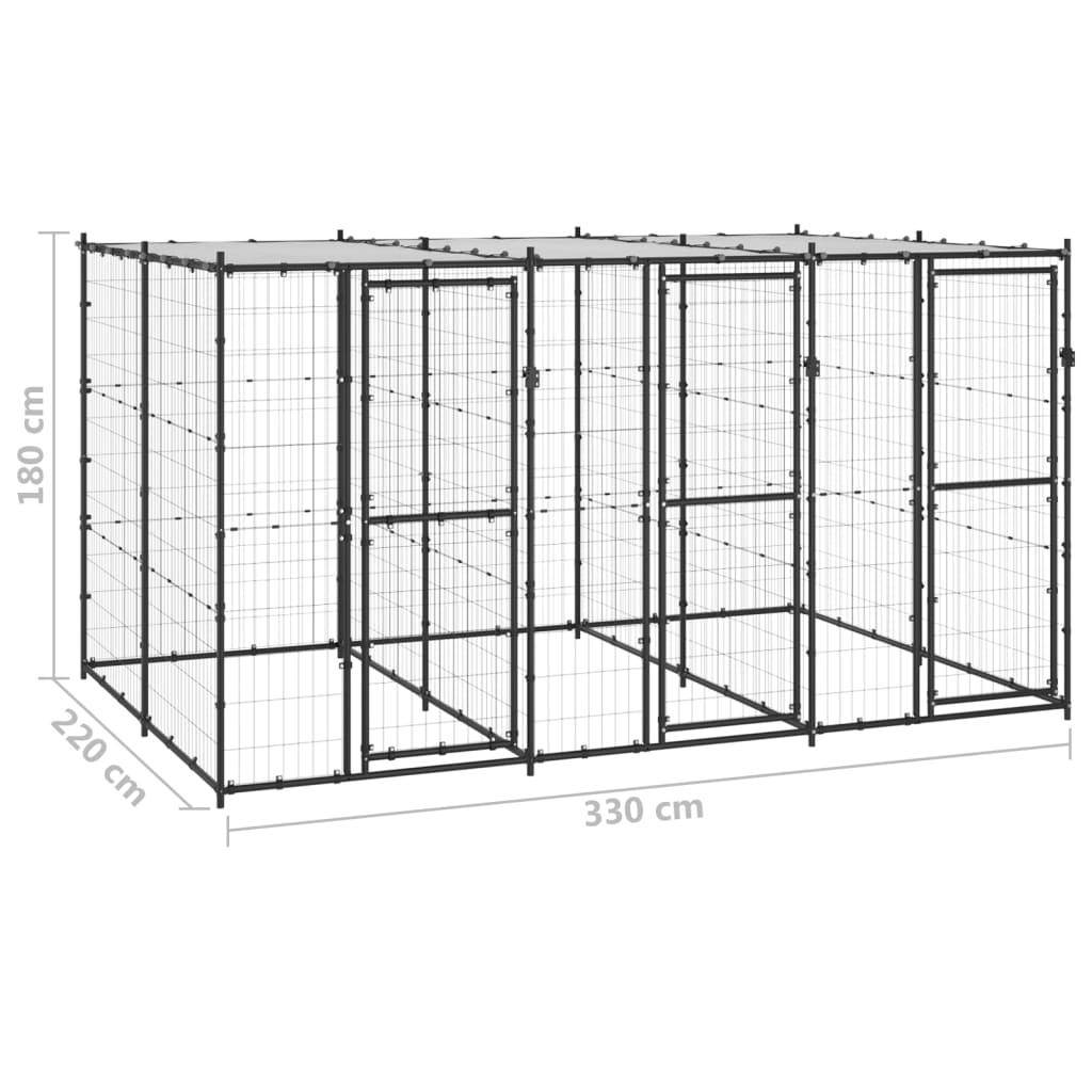 Helloshop26 - Chenil extérieur cage enclos parc animaux chien extérieur acier avec toit 7,26 m² - Imagen 2