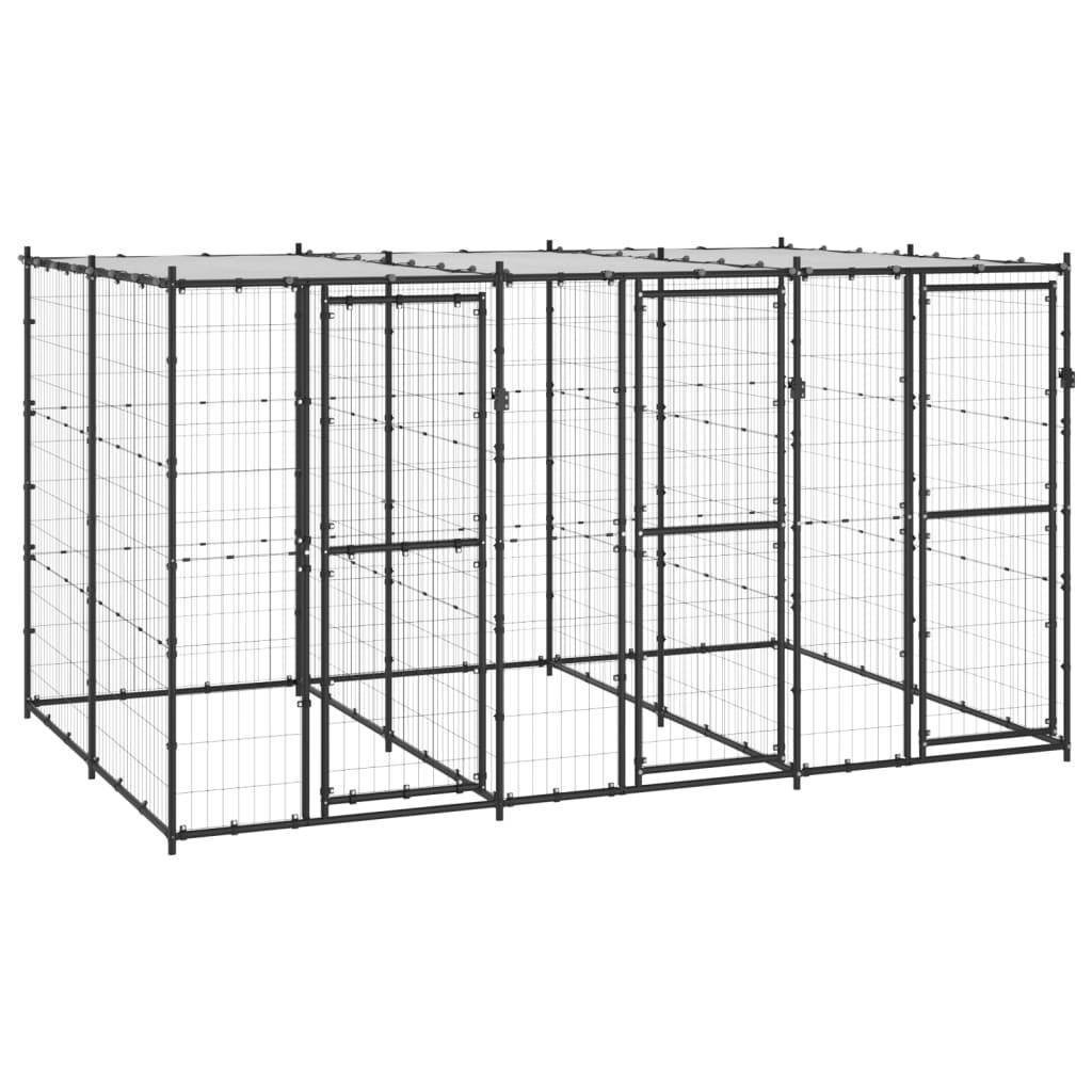 Helloshop26 - Chenil extérieur cage enclos parc animaux chien extérieur acier avec toit 7,26 m² - Imagen 1
