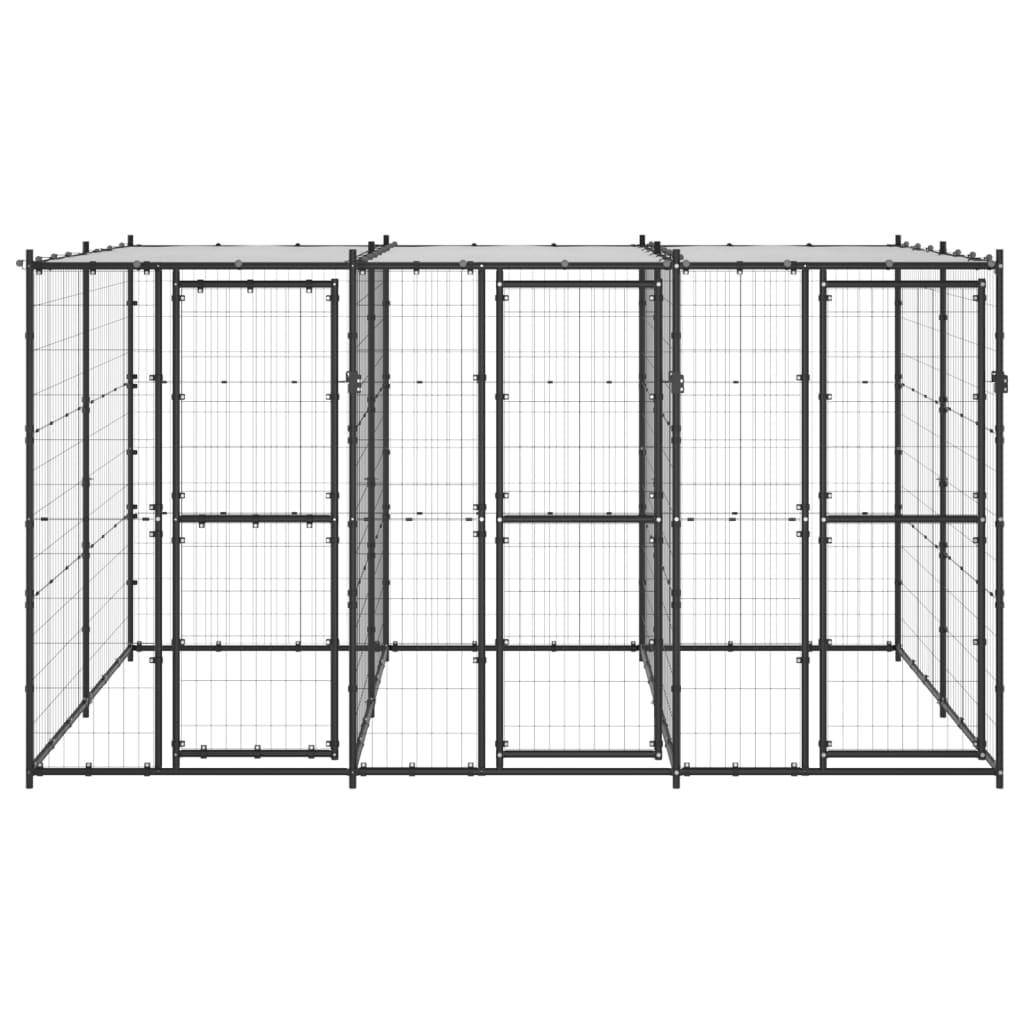 Helloshop26 - Chenil extérieur cage enclos parc animaux chien extérieur acier avec toit 7,26 m² - Imagen 3