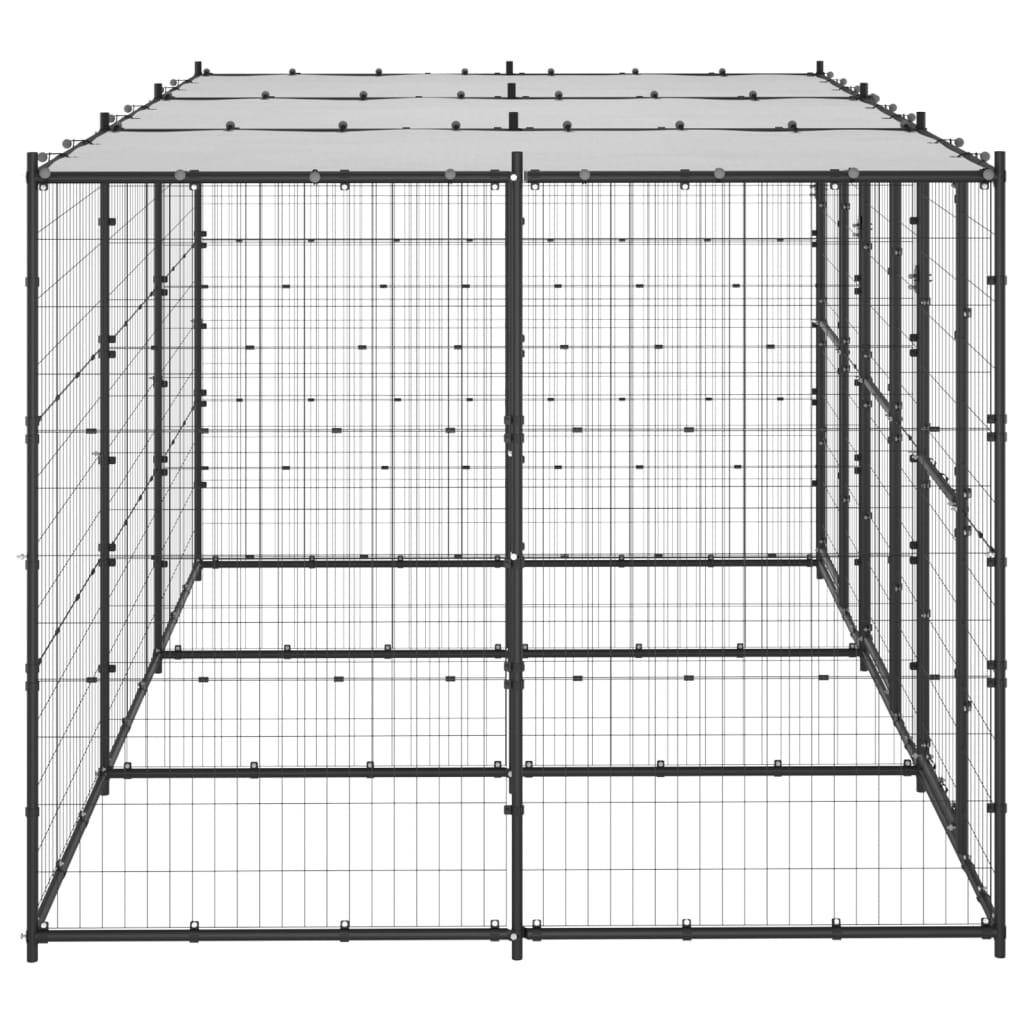 Helloshop26 - Chenil extérieur cage enclos parc animaux chien extérieur acier avec toit 7,26 m² - Imagen 4
