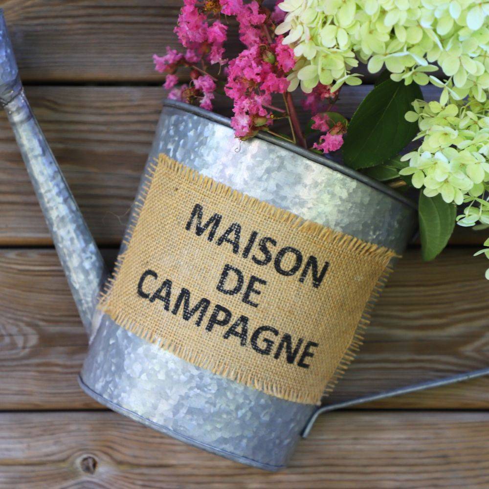 Jardinière extérieure murale porte plante arrosoir zinc gris 50cm Chemin de campagne - Imagen 3