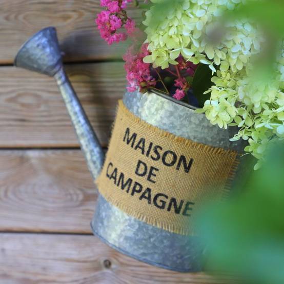 Jardinière extérieure murale porte plante arrosoir zinc gris 50cm Chemin de campagne - Imagen 2