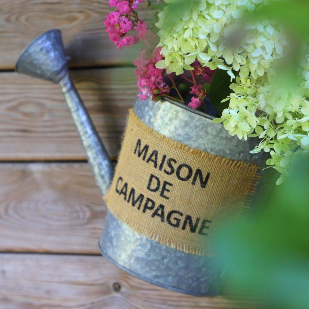 Jardinière extérieure murale porte plante arrosoir zinc gris 50cm Chemin de campagne - Imagen 2