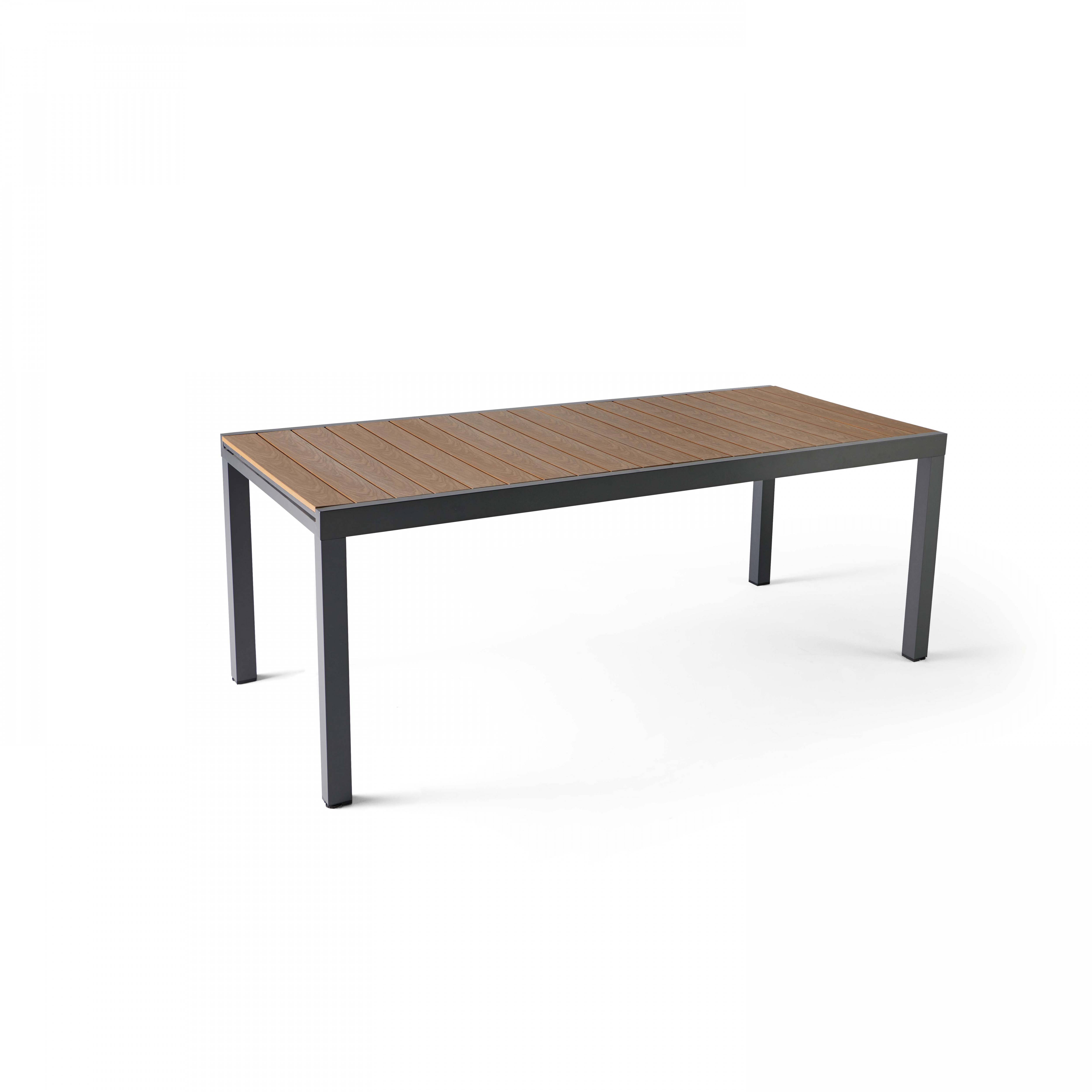 Oviala - Table extensible en aluminium et bois synthétique marron 10 places Nimes - Oviala - Imagen 5