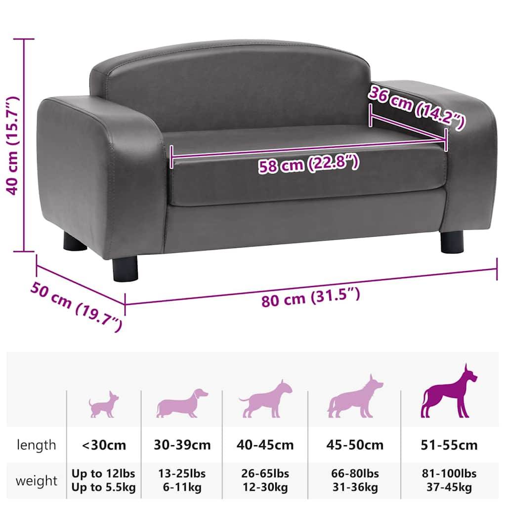 Vidaxl - Canapé pour chien Gris 80x50x40 cm Similicuir vidaXL 170964 - Imagen 3