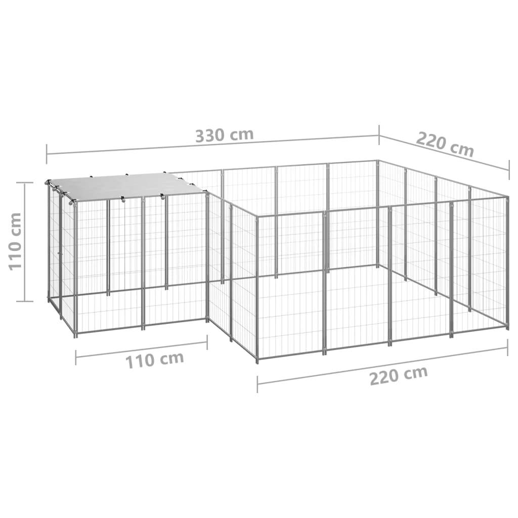 Vidaxl - Chenil Argenté 6,05 m² Acier vidaXL 3082208 - Imagen 2