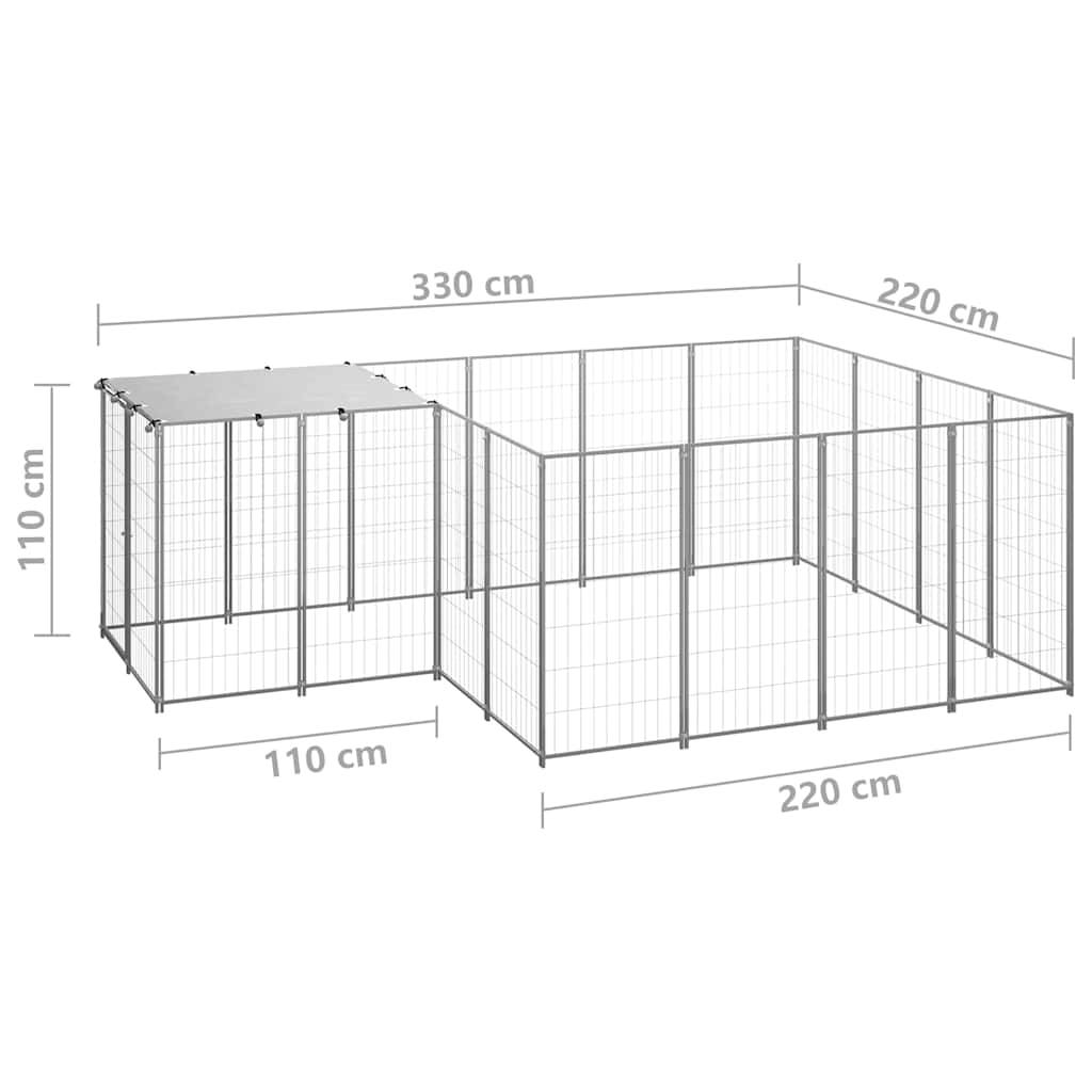 Vidaxl - Chenil Argenté 6,05 m² Acier vidaXL 3082208 - Imagen 6