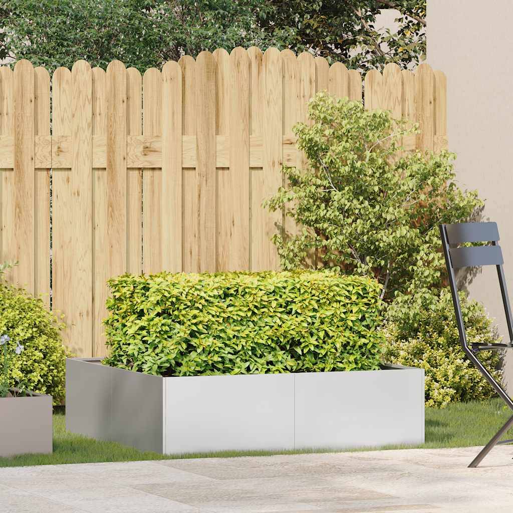 Jardinière acier inoxydable argenté 100 x 100 x 30 cm - PANGIVO - Image 3
