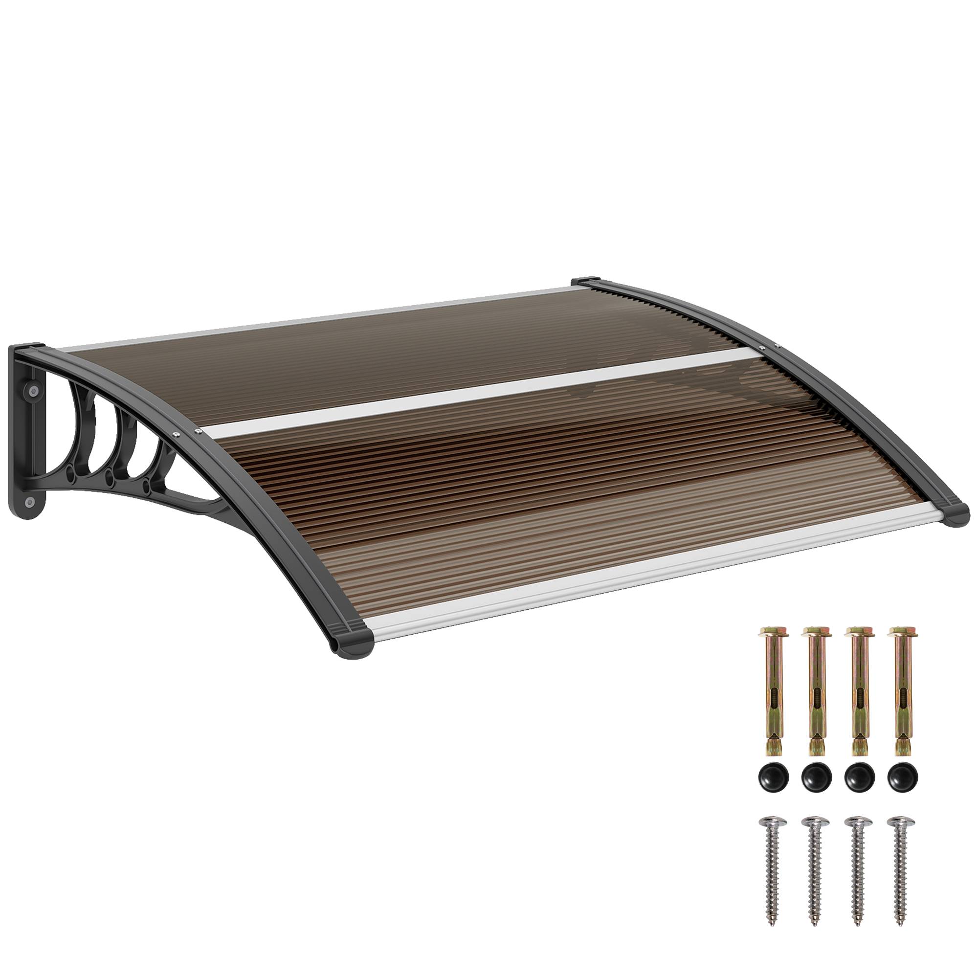 Store marron 75x100 cm en aluminium pour protection soleil et pluie de fenêtre, accessoire design sobre pour maison pratique et compact