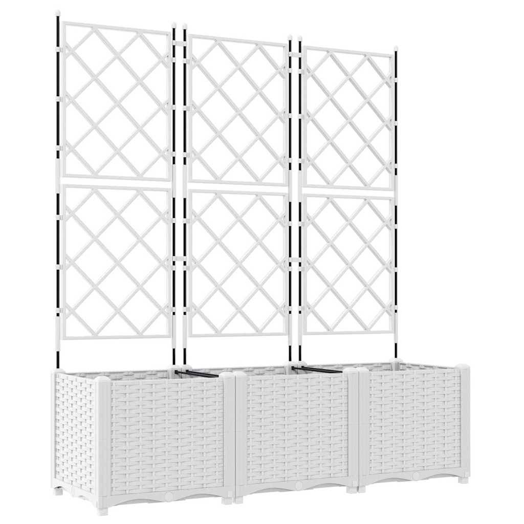 Cache-pot de jardin 3 pcs | Bac à fleurs Blanc 120 x 40 x 143 cm Acier - Image 1