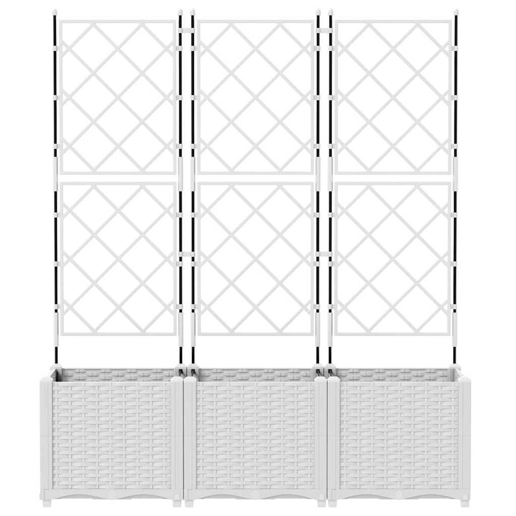Cache-pot de jardin 3 pcs | Bac à fleurs Blanc 120 x 40 x 143 cm Acier - Image 5
