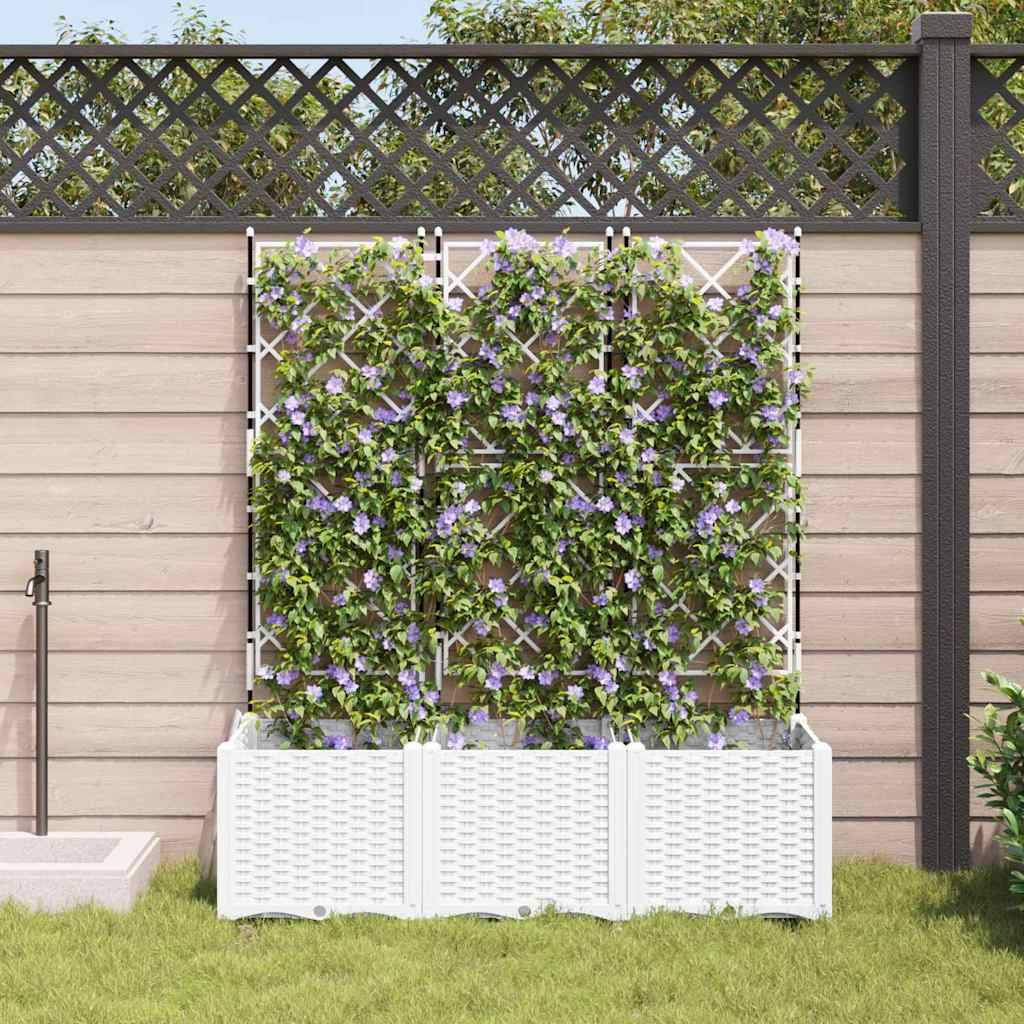Cache-pot de jardin 3 pcs | Bac à fleurs Blanc 120 x 40 x 143 cm Acier - Image 3