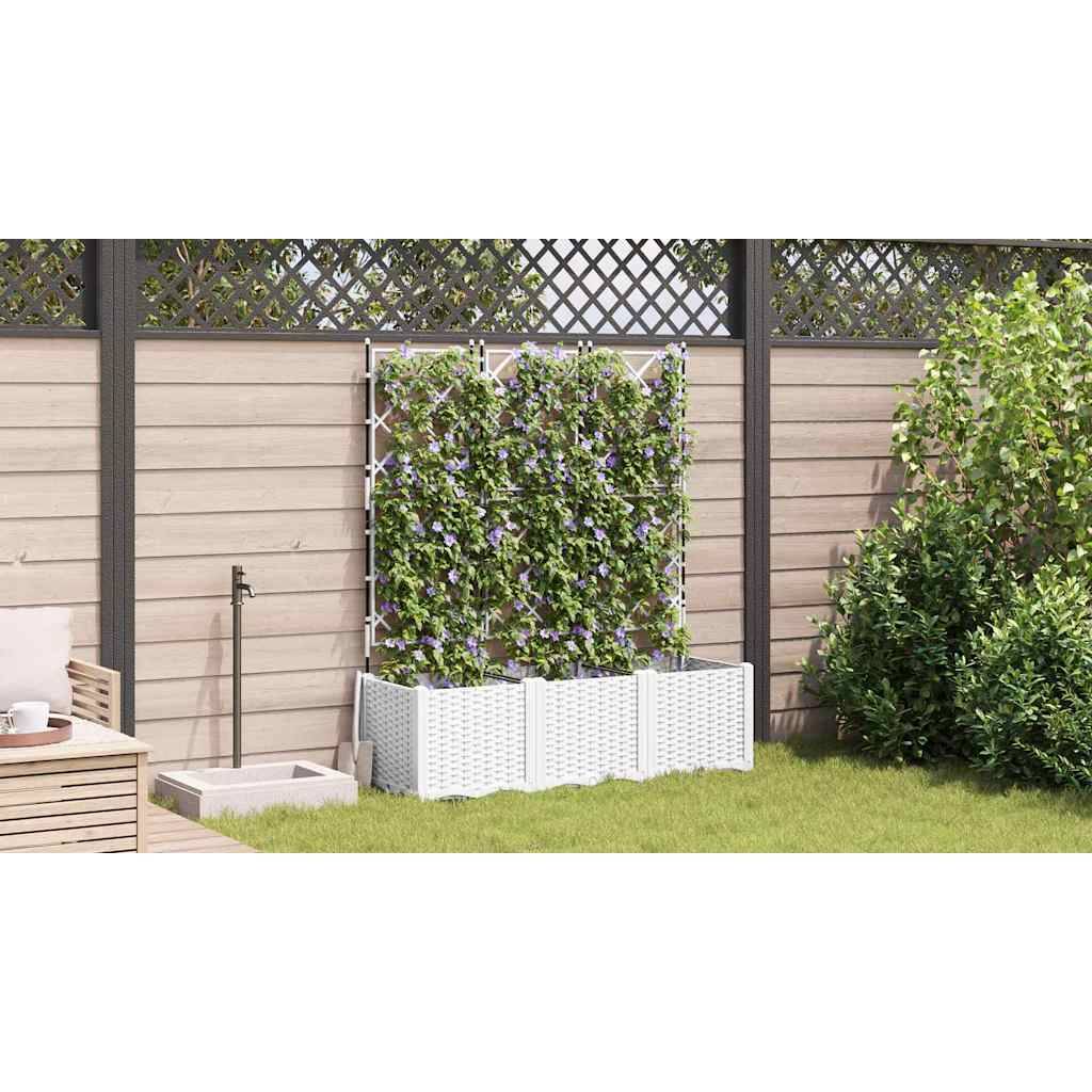 Cache-pot de jardin 3 pcs | Bac à fleurs Blanc 120 x 40 x 143 cm Acier - Image 4