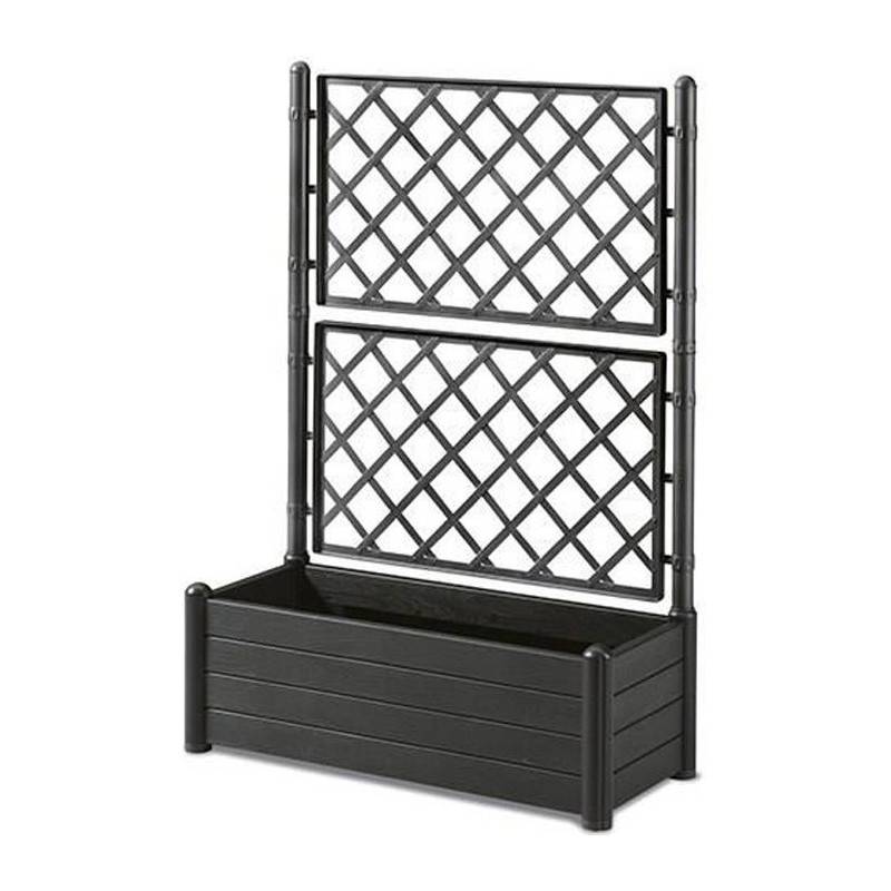 Stefanplast Bac A Fleurs Rectangulaire Avec Treillis - Finition En Bois - 100 X 43 X H 142 Cm - 80 L - Graphite - Imagen 1