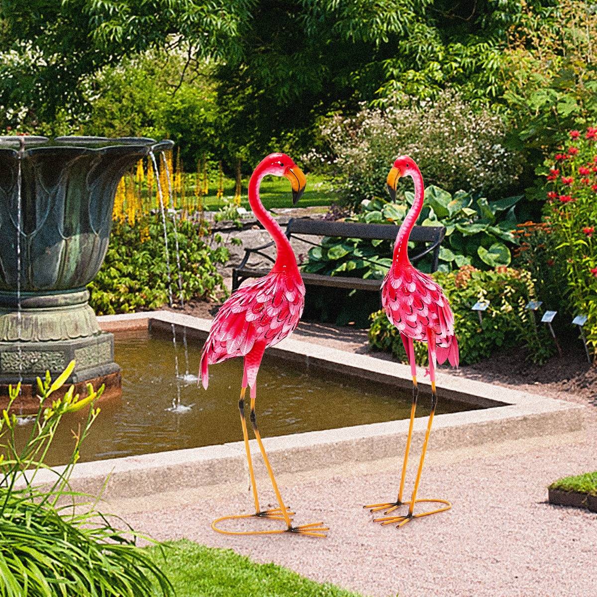 Ornements de flamants roses en FRP, sculpture de paysage de jardin extérieur, accessoires de mariage, décoration de jardin animalier
