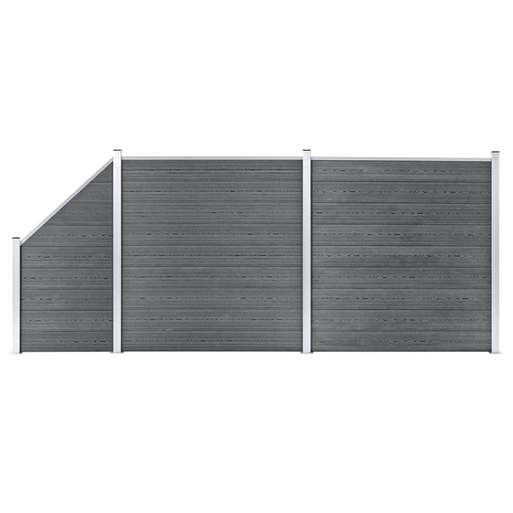 Clôture jardin WPC gris 446 x 186 cm 2 Carré + 1 Incliné - PANGIVO - Image 1