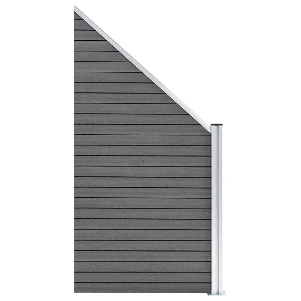 Clôture jardin WPC gris 446 x 186 cm 2 Carré + 1 Incliné - PANGIVO - Image 6