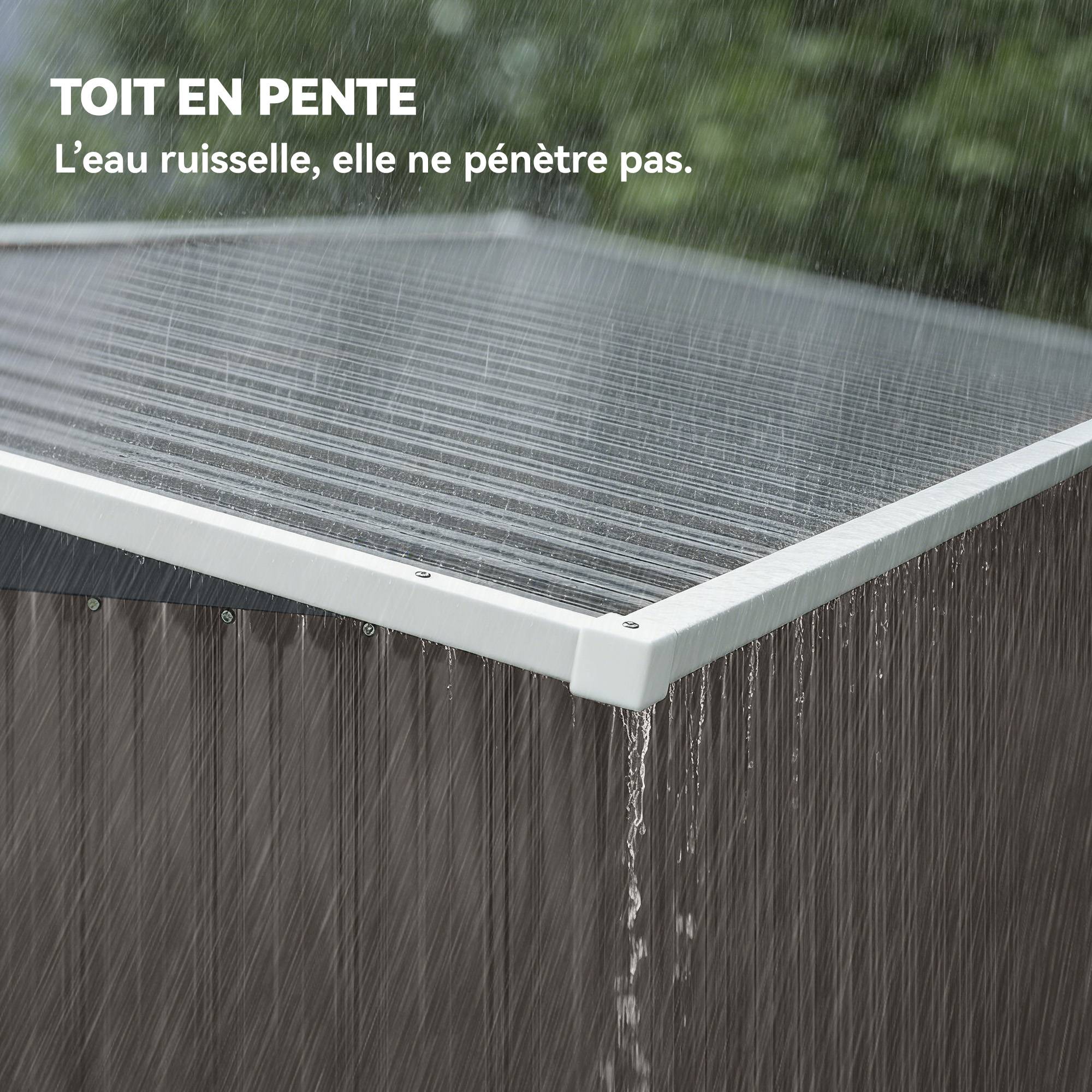 Abri de jardin en métal cabane jardin extérieure triple porte verrouillable toit incliné aérations 234x132x185cm gris - Image 8
