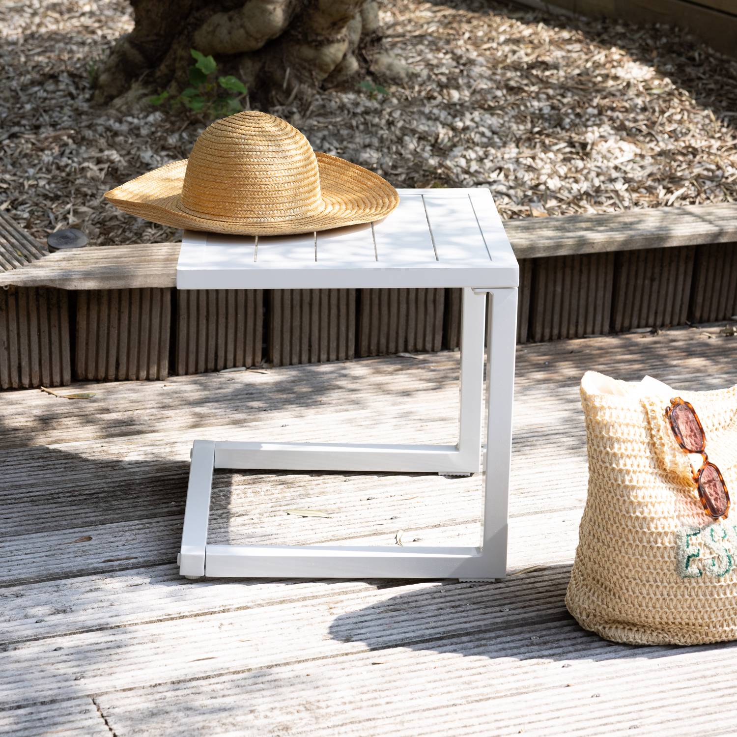 Happy Garden - Table d'appoint BARBADOS en aluminium blanc - HAPPY GARDEN - Imagen 2