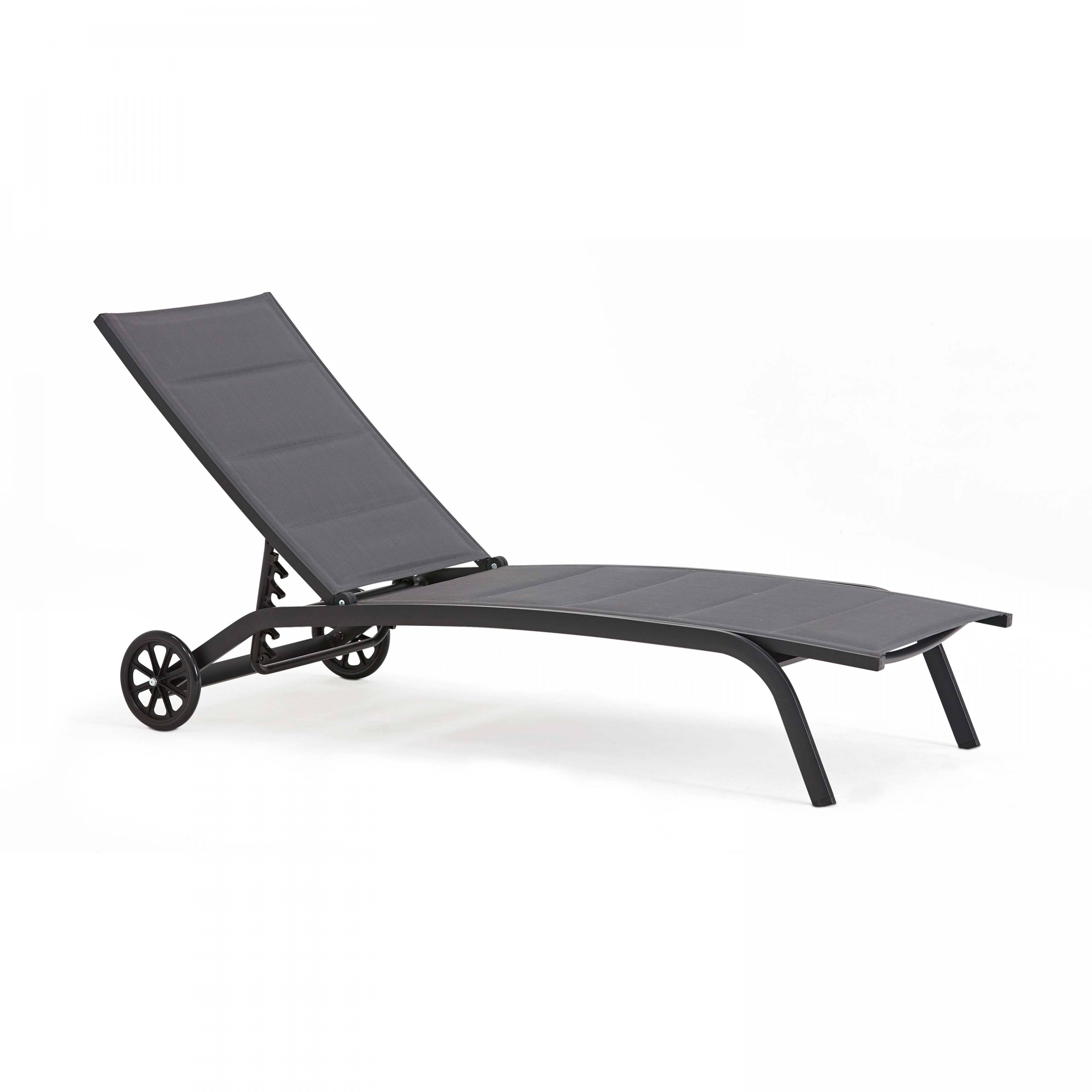 Oviala - Lot de 2 bains de soleil en aluminium noir Santa Monica - Oviala - Imagen 5