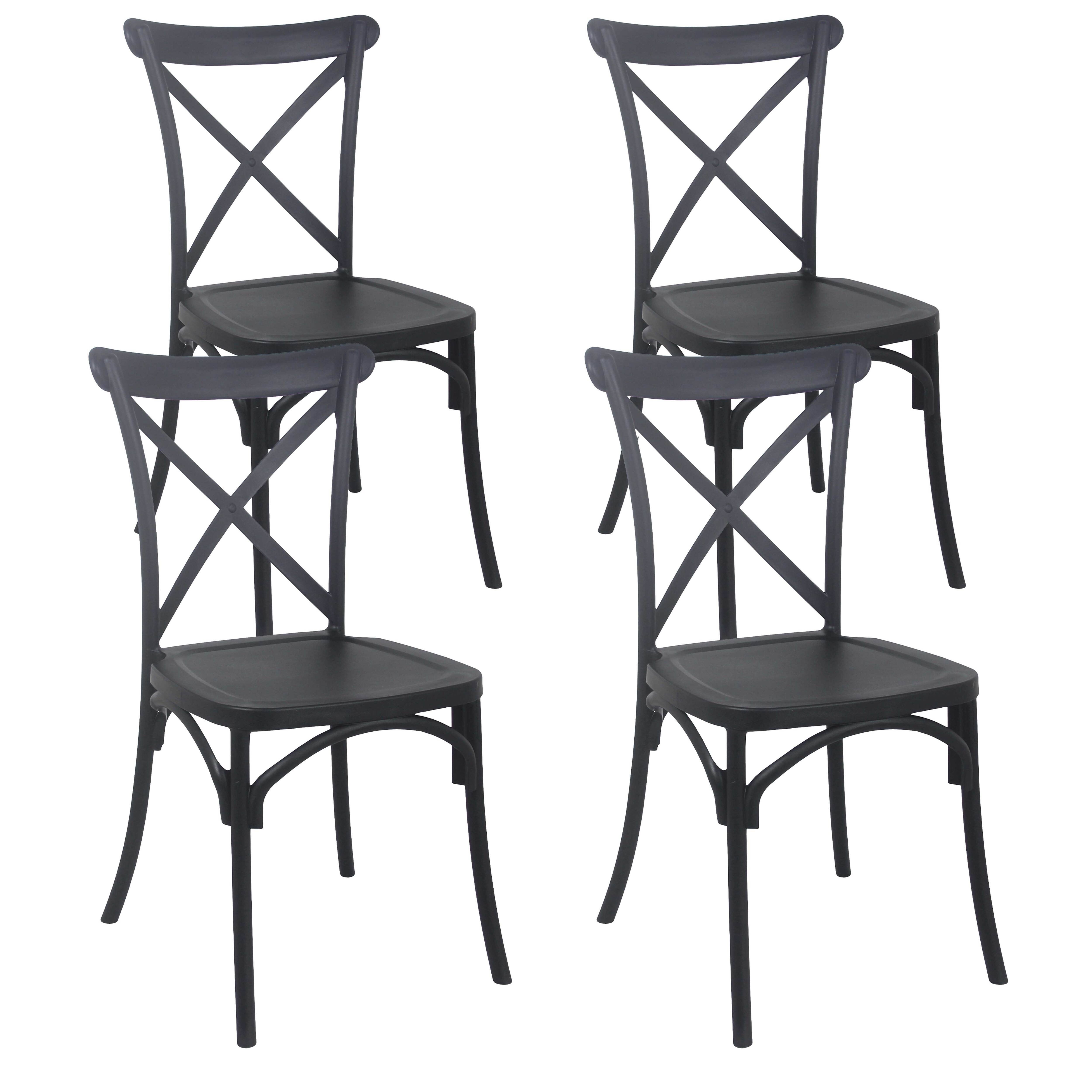 Oviala - Lot de 4 chaises de terrasse en plastique noir Dublin - Oviala - Imagen 1