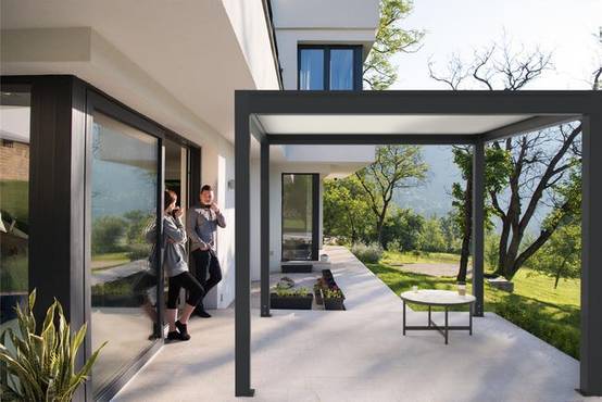 Pergola Bioclimatique Autoportante Motorisée Aluminium 3x3 Anthracite O ORIAL France - Image 1