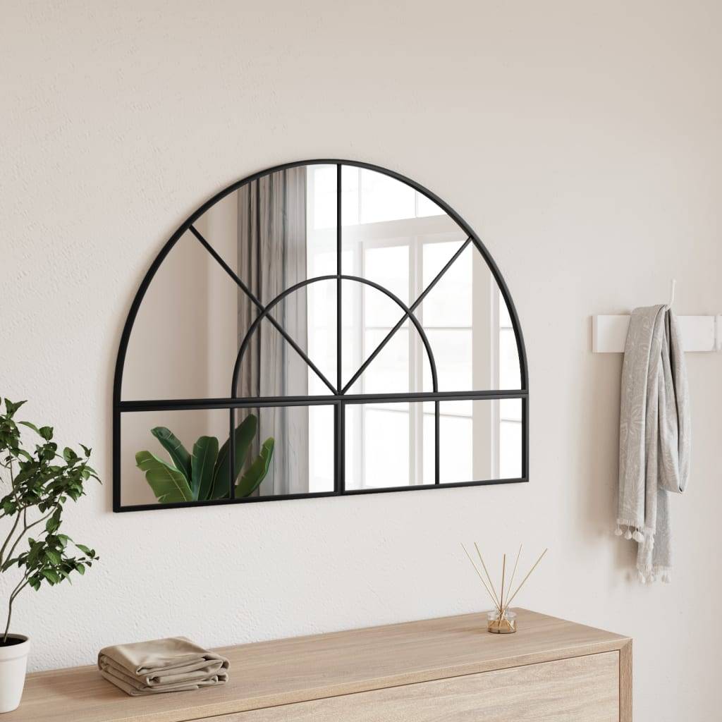 Maison Chic - Miroir mural - Miroir décoratif noir 100x70 cm arche fer - Image 2