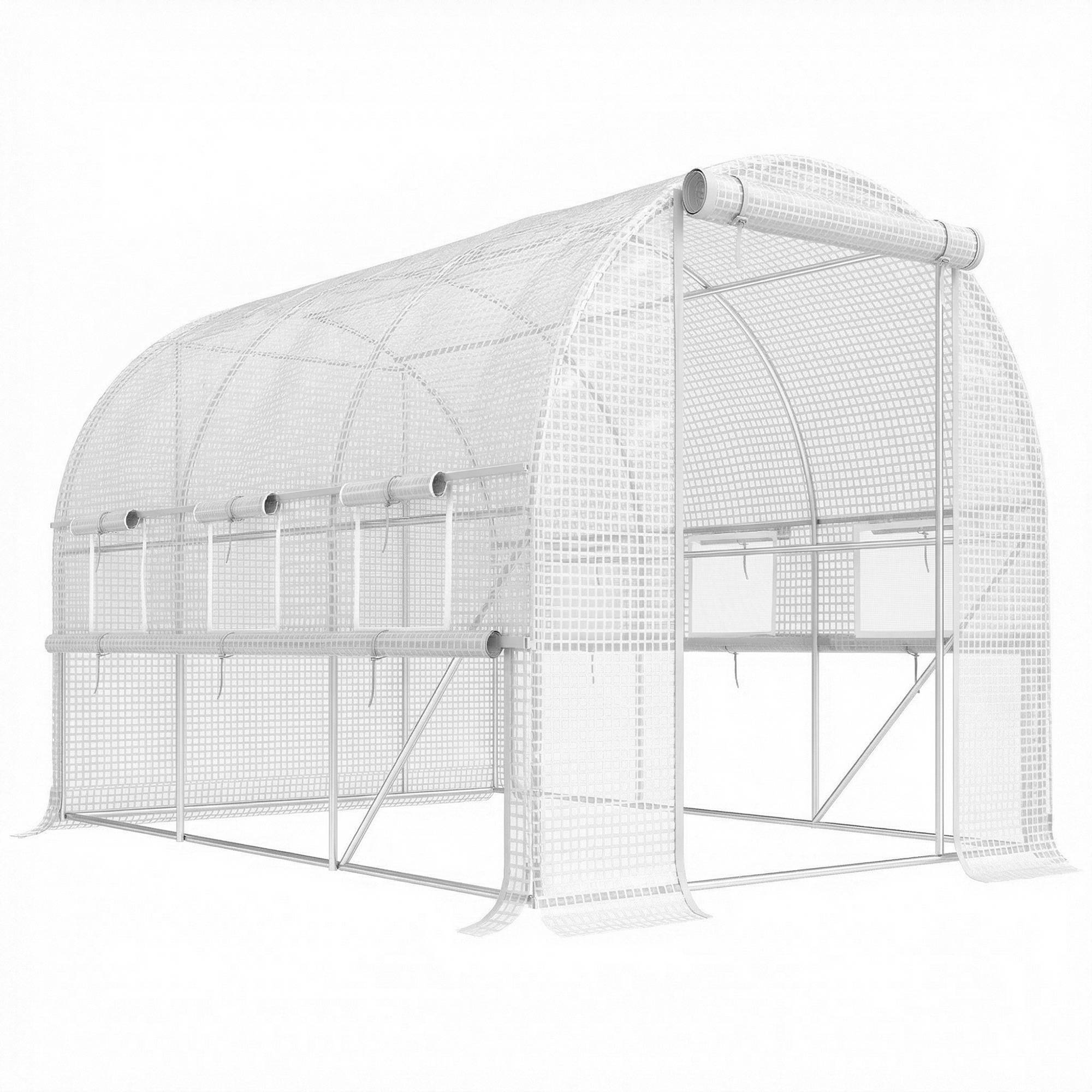 ComfortXL - Serre tunnel de jardin acier PE anti-UV blanc 295 x 200 x 200 cm porte zippée - ComfortXL Outdoor Living - Image 2