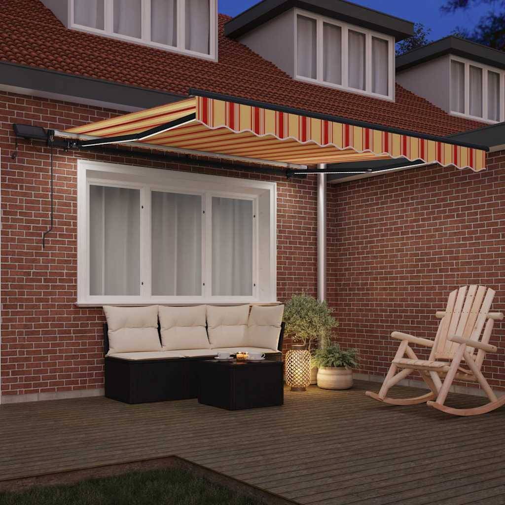 Auvent Rétractable Manuel avec LED Toile Anti-UV pour Balcon et Façade Jaune et Orange 350x250 cm – ComfortXL Outdoor Living - Image 3
