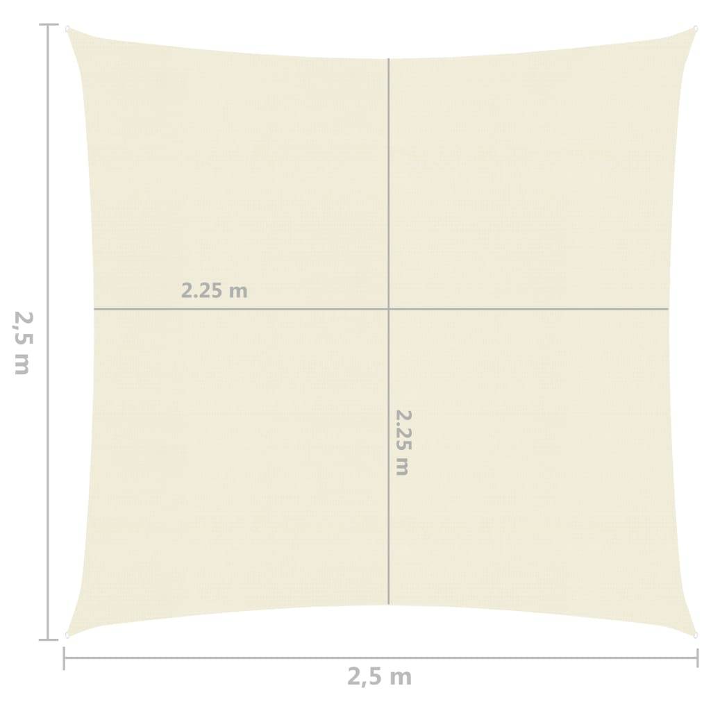Helloshop26 - Voile toile d'ombrage parasol 160 g/m² 2,5 x 2,5 m PEHD crème - Imagen 6