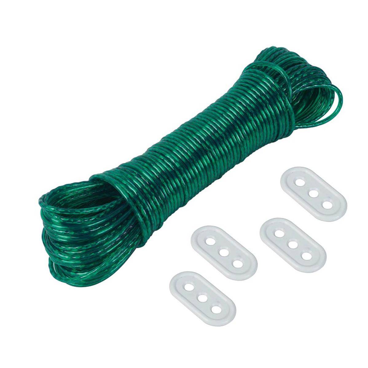 Ribimex - Corde à linge 40m diam.3mm pour étendoir avec 4 tendeurs